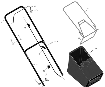 Handle And Bag Assembly Diagram and Parts List for 223310X83A 2004 Briggs and Stratton Lawn Mower